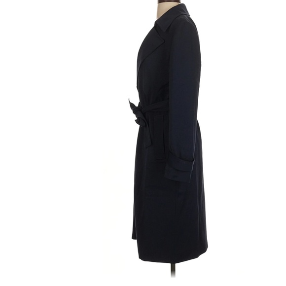 Quince Stretch Crepe Classic Timeless Belted Trench Coat Navy Small - Picture 3 of 10